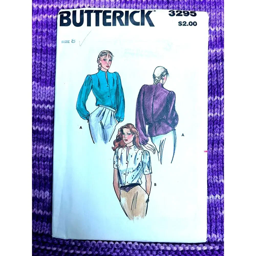 Butterick Sewing pattern 3295 blouse puff bracelet sleeves Size 8